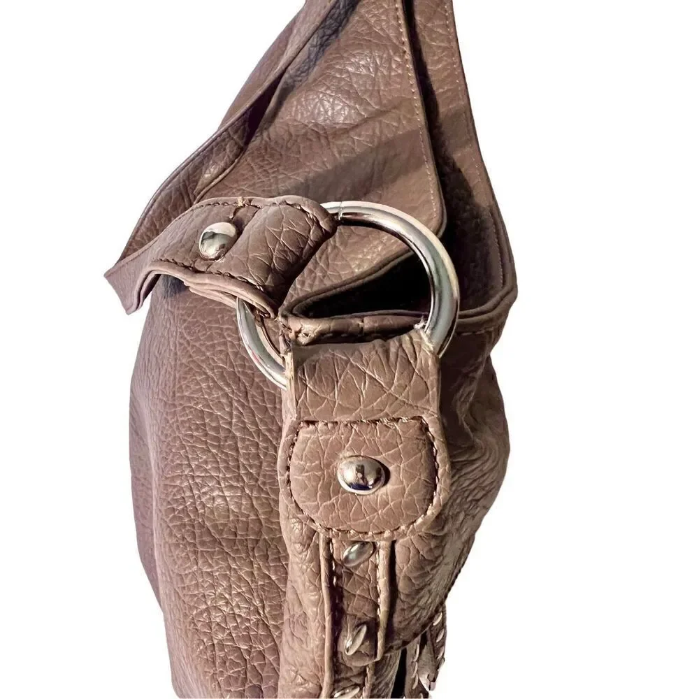 Nine West Large Gray Faux Pebble Leather Shoulder Bag